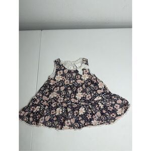 Lilly Wicket Lightweight Floral Print Ruffle Sleeveless Dress Top Sz 3T Bow Trim